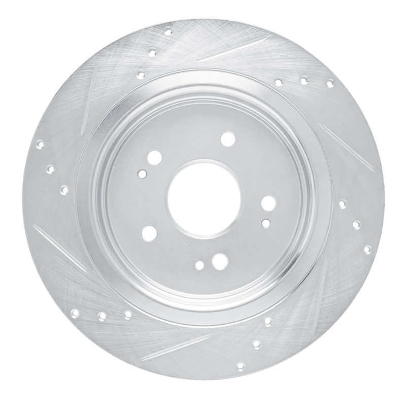 Acura ADX Brake Rotor (1) - Rear Right - R1 Concepts - Drilled & Slotted - Silver - `15-`25